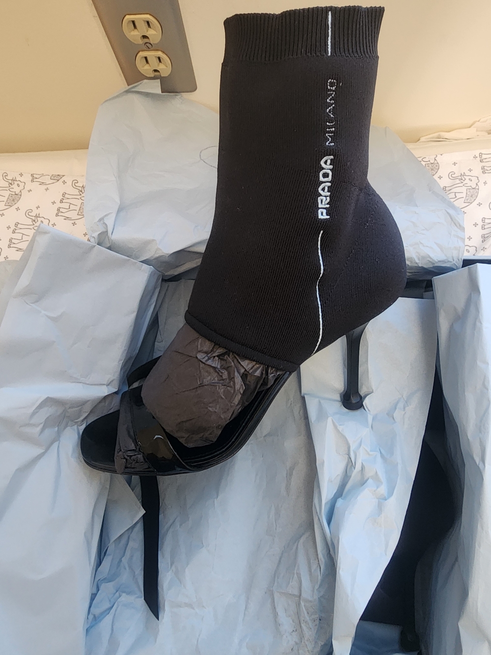 Prada Black Sock Bootie Heel - Prada Milano
